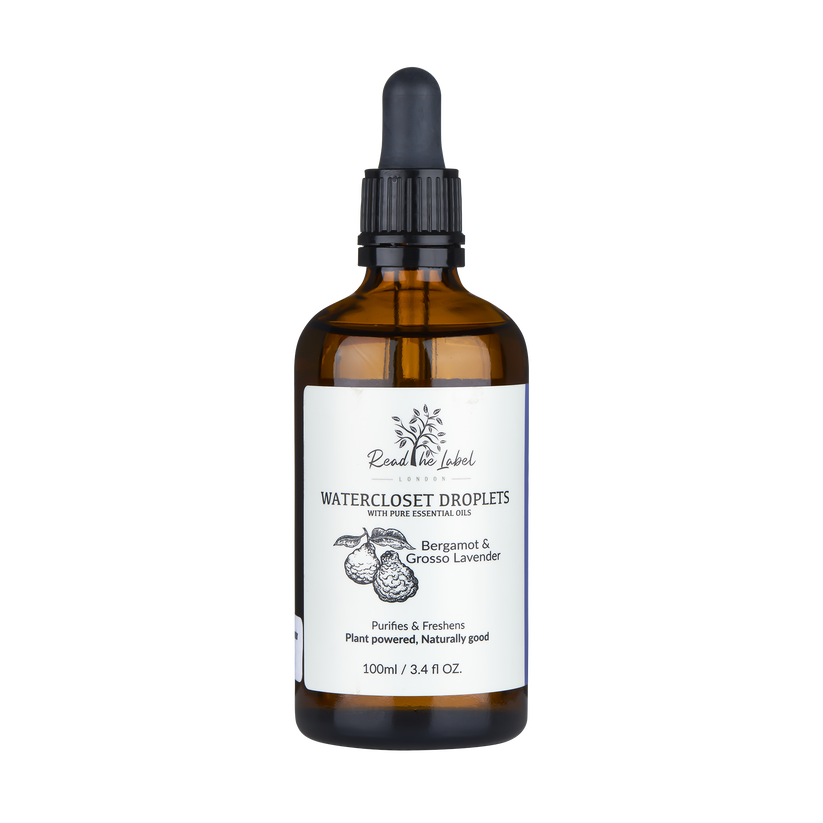 Read The Label London Natural Watercloset Droplets in Bergamot & Grosso Lavender 100ml — toilet drops